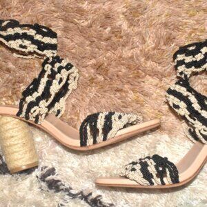 NWOT ULLA JOHNSON Espadrille Raffia Lace Up Woven Nautical Sandals Size 36!